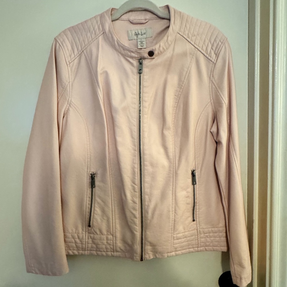 Style & Co. Blush Pink Faux Leather Jacket